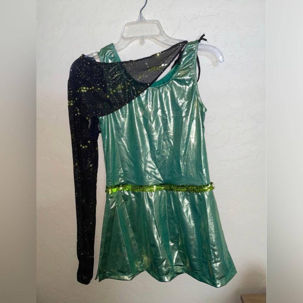 green/black one piece solo or duet costume